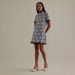 Short-Sleeve Mock-Neck Mod Mini Dress by Anthropologie